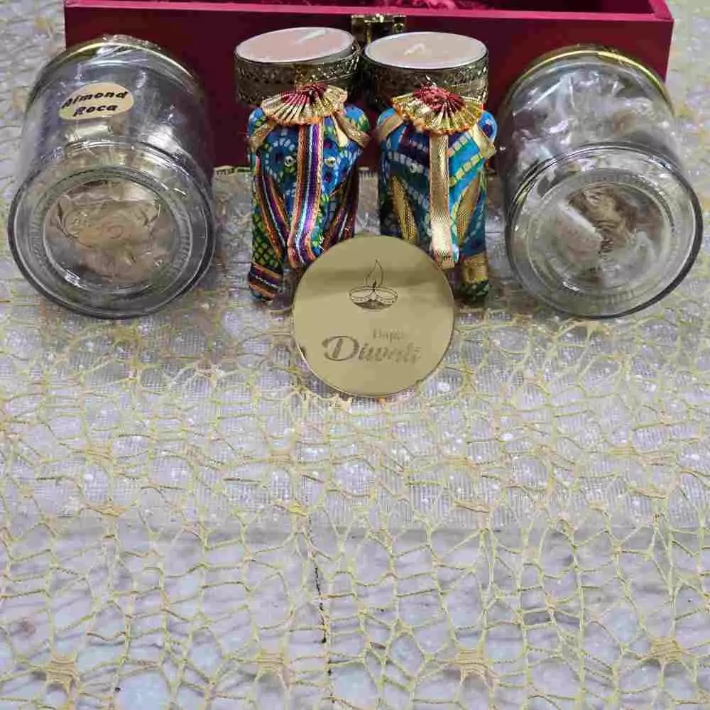 Order Elegant MDF Box with Cashews & Raisins for Diwali